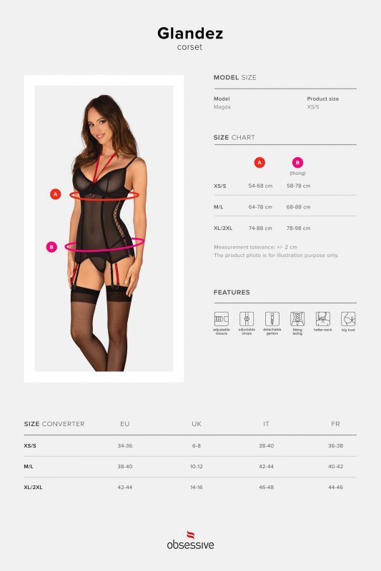 Obsessive Gorset i stringi Glandez czarne