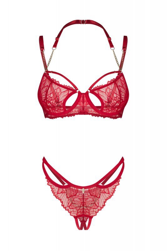 Obsessive Komplet 2-częściowy otwarty Matildea czerwony