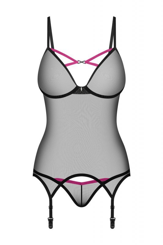 Obsessive Gorset i stringi Novenes czarny