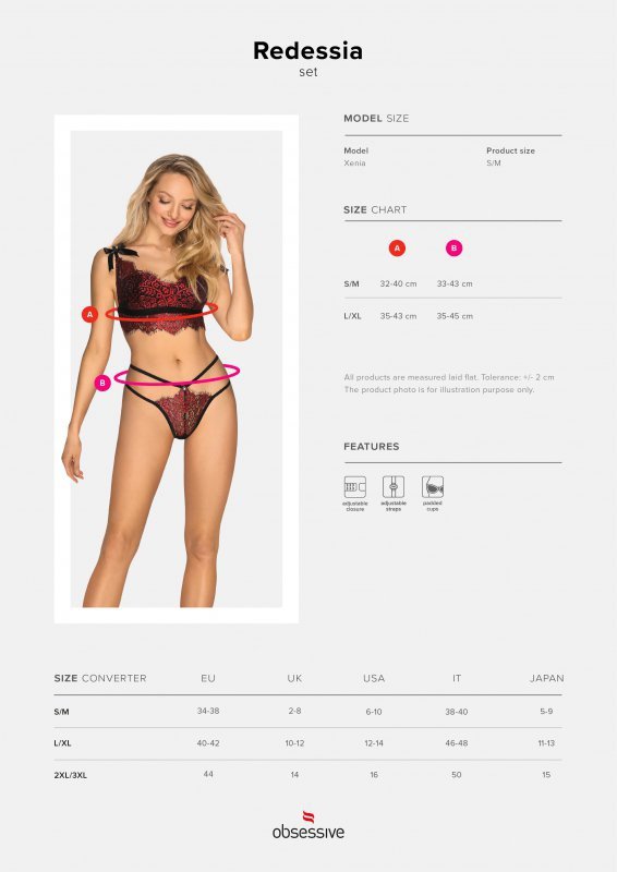 Obsessive Top i stringi Redessia czerwone