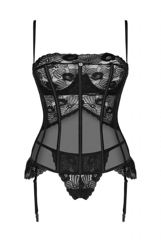 Obsessive Gorset i stringi Serena Love czarny