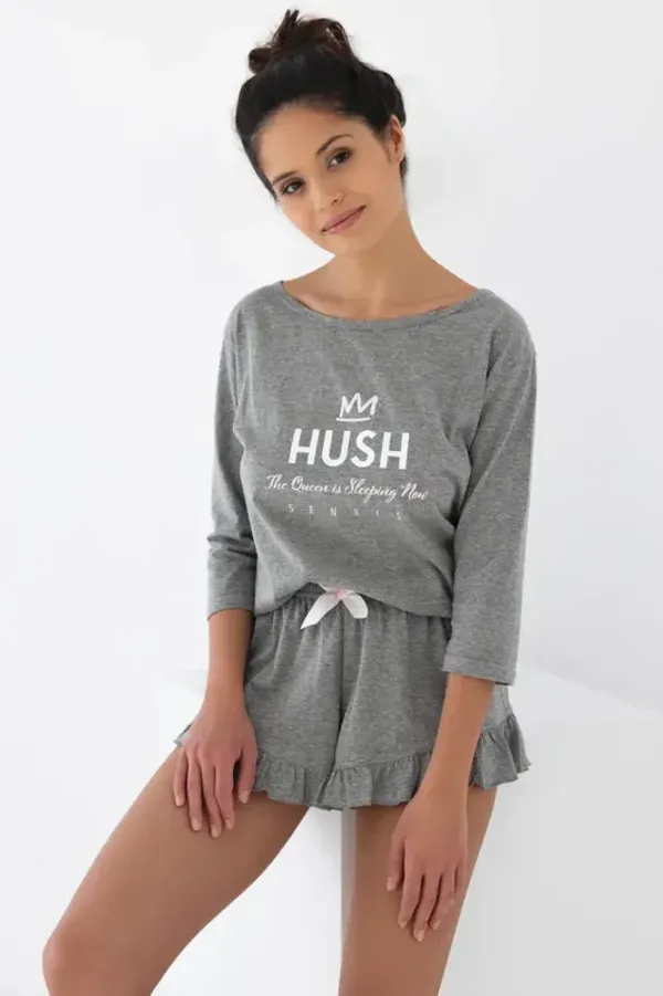 Sensis NANCY Bawełniana piżama krótka, szara