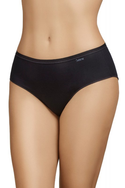 Selene 401 BRAGA Dwupak bawełnianych fig z wysokim stanem, negro-czarne