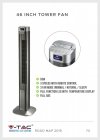Wentylator Wieżowy V-TAC z wyświetlaczem temperatury i pilotem 55W 95cm Biały VT-5536