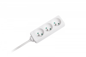 Przedłużacz biały Rebel 3 gniazda, kabel 3m (3x1,5mm), bez przełącznika