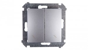Simon 54 Łącznik schodowy podwójny z podświetleniem srebrny mat DW6/2L.01/43