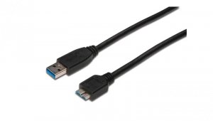 Kabel połączeniowy USB 3.0 Typ USB A/microUSB B, M/M czarny 0,25m AK-300117-003-S
