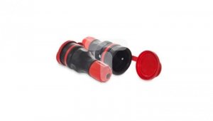 Gniazdo przenośne z klapką 16A 2P+Z 250V IP54 czarny/czerwony GN-54 W-97978