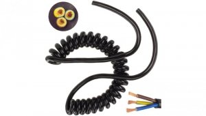 Przewód OMY spiralny H03VVH8-F 3x1,5 czarny 1,5m / 7,6m