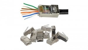 Wtyk modularny RJ45 8P8C kat.6 ekranowany FTP drut przelotowy NEKU /WORECZEK 10szt./