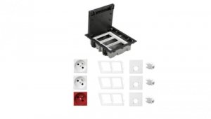 KONTAKT SIMON FLOOR BOX puszka podłogowa 2x gniazdo pojedyncze z/u + 1x gniazdo DATA + 3x gniazdo RJ45 kat. 6 do podłóg technicz