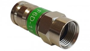 Wtyk antenowy F kompresyjny PCT zielony na przewód Triset-113 TC6 Trishield 3SH75