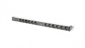 Listwa zasilająca PDU Rack 12x gniazdo schuko 2x 2m wtyk unischuko 16A zab. przeciążeniowe DN-95405