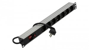 Listwa zasilająca antyprzepięciowa RACK 19 1U 7 gniazd z wyłącznikiem 1,8m