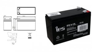 IPS 9-12L akumulator VRLA AGM 12V 9Ah, 6-9lat, T2 6,3mm, do UPS