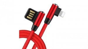 Kabel USB - lightning kątowy czerwony 1m LB0151 LIBOX