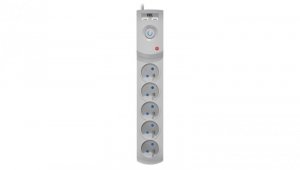 Przedłużacz przeciwprzepięciowy professional 5 gniazd 2xUSB 3m 10A 230V 2300W szary W-100041