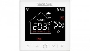 Termostat podłogowy regulator temperatury bezprzewodowy z wyświetlaczem LCD IP20 SN-10 biały GRAND MEYER