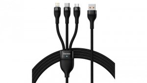 Baseus Flash Series II kabel USB - USB Typ C / Lightning / micro USB 100 W 1,2 m czarny (CASS030001)
