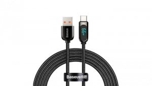 Kabel Baseus Display Fast Charging Data USB-A / USB-C 66W 1 m - czarny