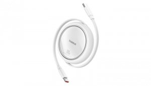 Kabel wysuwany Baseus Free2Draw Mini USB-C - USB-C 100W 1m - biały