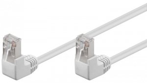 CAT 5e Kabel łączący 2x 90 pod kątem,F/UTP, Biały - Długość kabla 2 m