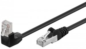 CAT 5eKabel łączący 1x 90 pod kątem,F/UTP, czarny - Długość kabla 10 m