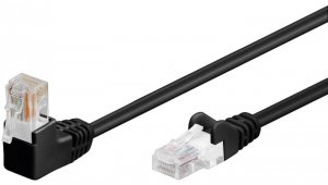 CAT 5eKabel łączący 1x 90 pod kątem,U/UTP, Czarny - Długość kabla 0.25 m