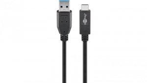 Kabel USB-C™ USB 3.1, 2. generacji, 3 A, czarny - Długość kabla 1 m