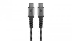 Kabel tekstylny USB-C™ na USB-C ™ z metalowymi wtyczkami ( szary / srebrny) 2 m - Długość kabla 2 m