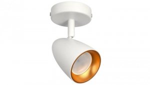 Pojedyncza punktowa oprawa sufitowa typu spot OVO 1 White Gold, listwa, IP20, GU10, biała, pierścień złoty EDO777236 EDO