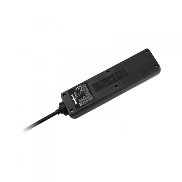 Przedłużacz sieciowy Rebel  czarny 4 gniazda bez przełącznika, kabel 5m (3x1,5mm)
