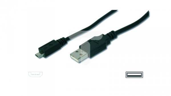 Kabel połączeniowy microUSB 2.0 Typ USB A/microUSB B, M/M czarny 1m AK-300127-010-S