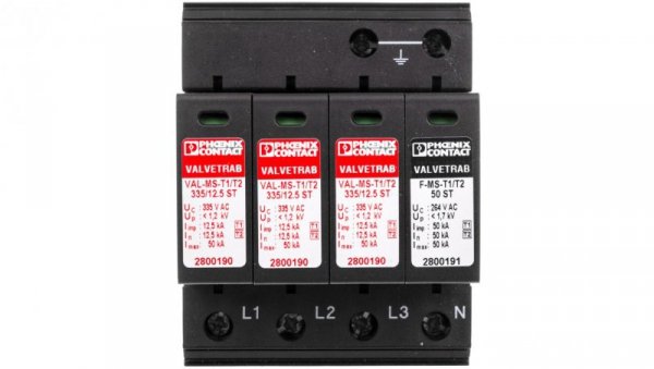 Ogranicznik przepięć Typ VAL-MS-T1/T2 335/12.5/3 plus 1 2800184