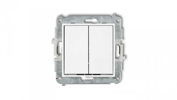 MINI Mechanizm łącznika zwiernego, świecznikowego (dwa klawisze bez piktogramów, wspólne zasilanie) biały mat 25MWP-44.1