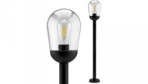 Lampa Ogrodowa Zewnętrzna E27 Czarny SŁUPEK 100cm OVALIS LUMILED