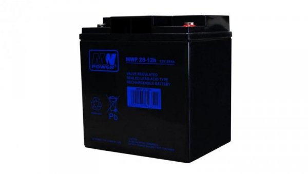 MWP 28-12h akumulator AGM 12-15lat 12V/28Ah MW POWER