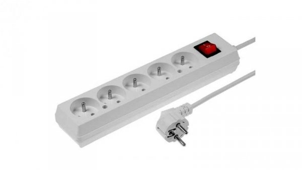 Przedłużacz z wyłącznikiem 5-gniazd z/u 10A 5m /OMY 3x1/ biały PS-570WS T-106020
