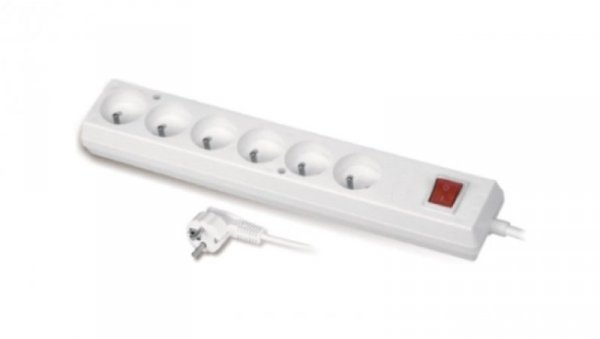 Przedłużacz z wyłącznikiem 6-gniazd z/u 10A 5m /OMY 3x1/ biały PS-670WS T-106220