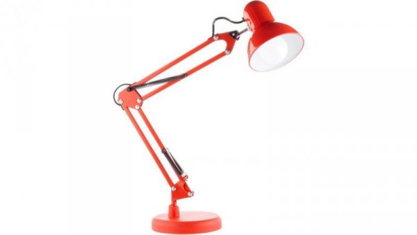 Lampka Biurkowa Kreślarska Stołowa E27 TOBI Czerwona Lumiled + uchwyt na blat