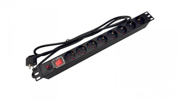Listwa zasilająca RACK 19 cali PDU 230V - 8 gniazd CEE 7/3 schuko, wyłącznik LED, zabezpieczenia, kabel 1,8m CEE 7/7 ALANTEC