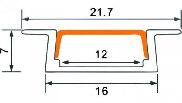 Profil P01 podtynkowy anodowany +klosz mleczny 1m