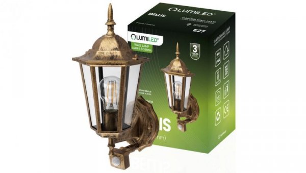 Kinkiet Elewacyjny Zewnętrzny E27 LED Latarnia Czujnik Ruchu BELLIS LUMILED