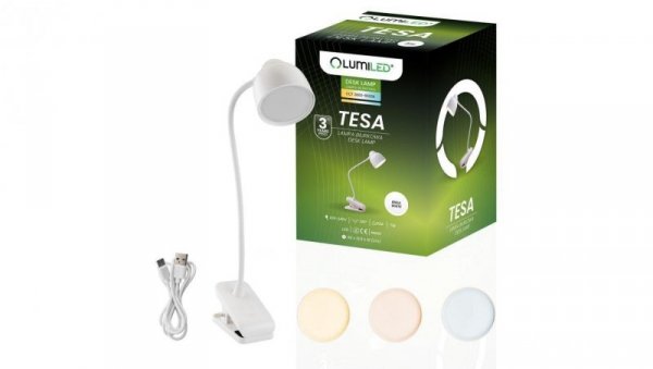 Lampka Biurkowa LED 7W CCT Ściemnialna Tesa Biała Lumiled
