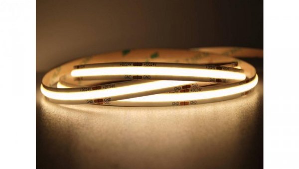 UQS-COB-12W-WW-12V-5m Profesjonalna taśma LED typu COB, 12W 480 chips/m, CRI 90, 12V, biala ciepla, 3000K, IP20, 5m