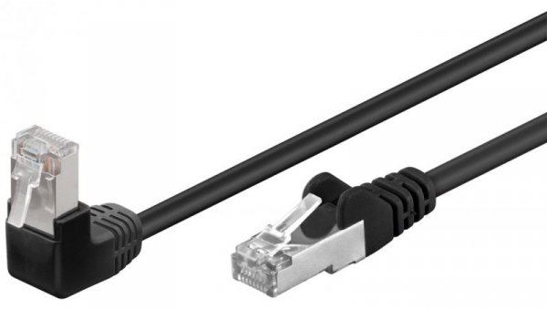 CAT 5eKabel łączący 1x 90 pod kątem,F/UTP, czarny - Długość kabla 0.25 m