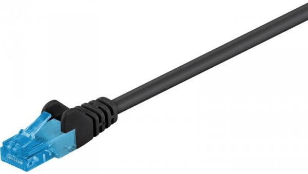 CAT 6AKabel łączący, U/UTP, czarny - Długość kabla 0.25 m