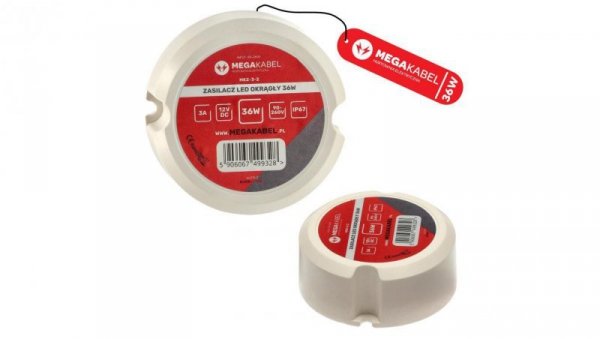 Zasilacz LED do taśmy LED do puszki 60mm 36W 230V ZY-36-CE MK MEGAKABEL
