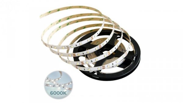 Taśma NASTRO LED SMD 5W/m CW barwa zimna, DC 12V, 60LED/m, CRI90, IP22, 6000K, 5m rolka, EDO777645