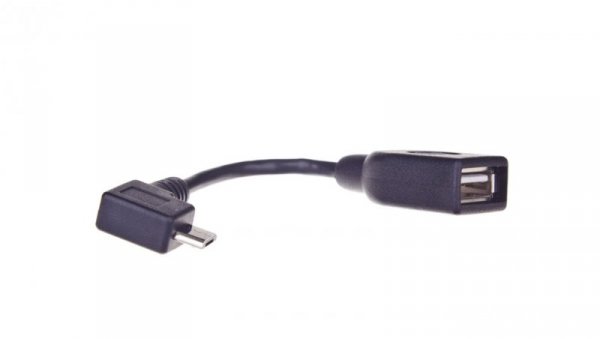 Kabel micro USB (M) kątowy 90stopni - USB-A (F) OTG 11cm